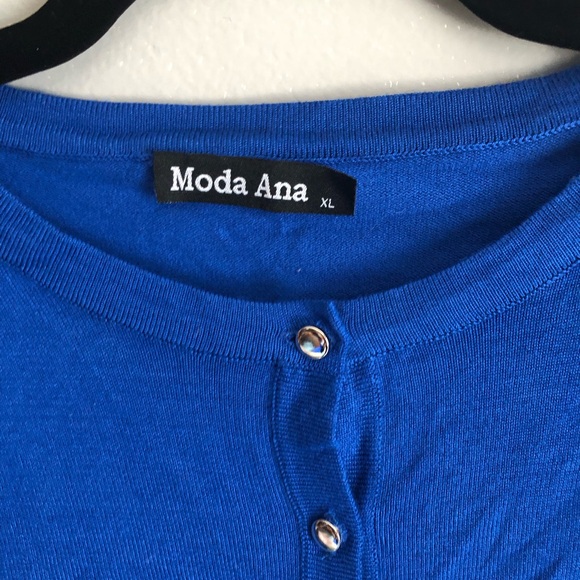 Blue Ribbed Long Sleeve Cardigan - Picture 5 of 8